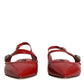 Dolce & Gabbana Red Leather Slingback Flats Sandals Shoes