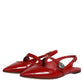 Dolce & Gabbana Red Leather Slingback Flats Sandals Shoes