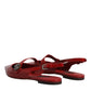 Dolce & Gabbana Red Leather Slingback Flats Sandals Shoes