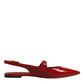 Dolce & Gabbana Red Leather Slingback Flats Sandals Shoes