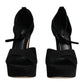 Dolce & Gabbana Black Leather Platform Heels Sandals Shoes