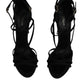 Dolce & Gabbana Black Suede Ankle Strap Heels Sandals Shoes