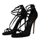 Dolce & Gabbana Black Suede Ankle Strap Heels Sandals Shoes