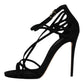 Dolce & Gabbana Black Suede Ankle Strap Heels Sandals Shoes