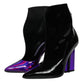 Dolce & Gabbana Purple Black Pointed Ankle Boots Shoes