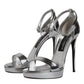 Dolce & Gabbana Silver KEIRA Heels Ankle Strap Sandals Shoes