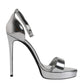 Dolce & Gabbana Silver KEIRA Heels Ankle Strap Sandals Shoes