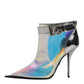 Dolce & Gabbana Shoes Silver Iridescent Pointed Short Boots