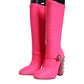 Dolce & Gabbana Pink Nylon Crystal Vally High Boots Shoes