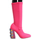 Dolce & Gabbana Pink Nylon Crystal Vally High Boots Shoes