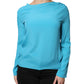 Boutique Moschino Blue Round Neckline Long Sleeves Blouse Top