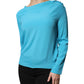 Boutique Moschino Blue Round Neckline Long Sleeves Blouse Top