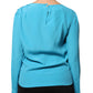 Boutique Moschino Blue Round Neckline Long Sleeves Blouse Top