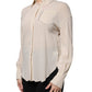 Brunello Cucinelli Beige Silk Blend Collared Button Down Top