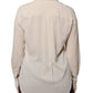 Brunello Cucinelli Beige Silk Blend Collared Button Down Top