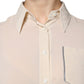 Brunello Cucinelli Beige Silk Blend Collared Button Down Top