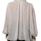 Dolce & Gabbana Off White Silk Blend Ascot Collar Blouse Top