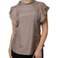 Peserico Brown Cotton Blend Short Sleeves Blouse Top