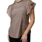 Peserico Brown Cotton Blend Short Sleeves Blouse Top