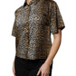 Dolce & Gabbana Brown Leopard Print Short Sleeves Blouse Top