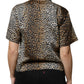 Dolce & Gabbana Brown Leopard Print Short Sleeves Blouse Top