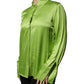 Patrizia Pepe Green Viscose Long Sleeves Collared Blouse Top