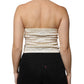 L'Autre Chose Off White Silk Sleeveless Buttoned Halter Top