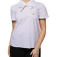 Valentino White Cotton Short Sleeves Collared Blouse Top