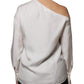 Brunello Cucinelli Beige Silk Ascot Collared Long Sleeves Top