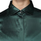 Dolce & Gabbana Dark Green Silk Button Down Long Sleeves Blouse Top