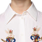 Dolce & Gabbana White Rabbit Patch Silk Collared Blouse Top