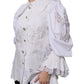 Dolce & Gabbana White Cotton Lace Trim Collared Blouse Top