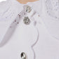 Dolce & Gabbana White Cotton Lace Trim Collared Blouse Top