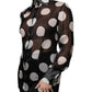 Dolce & Gabbana Black White Polka Dots Silk Long Sleeves Top