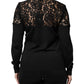 Dolce & Gabbana Black Floral Lace Silk Pullover Blouse Top