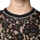 Dolce & Gabbana Black Floral Lace Silk Pullover Blouse Top