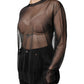 Dolce & Gabbana Black Sheer Long Sleeves Crewneck Blouse Top