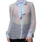 Dolce & Gabbana Blue Long Sleeve Button Down Blouse Top