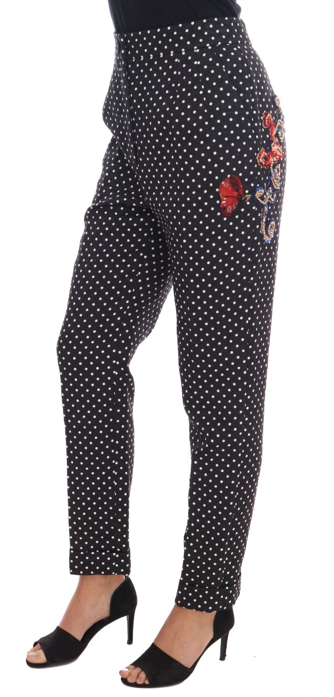 Dolce & Gabbana Elegant Polka Dot Embellished Trousers