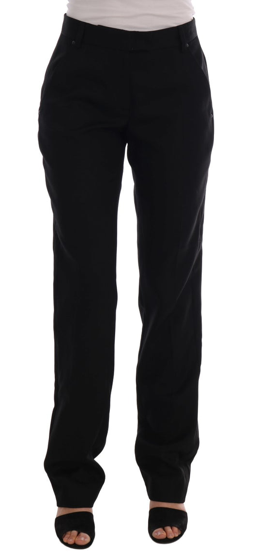 Ermanno Scervino Chic Black Velvet Straight Formal Pants