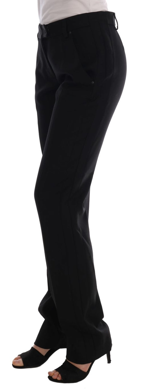 Ermanno Scervino Chic Black Velvet Straight Formal Pants