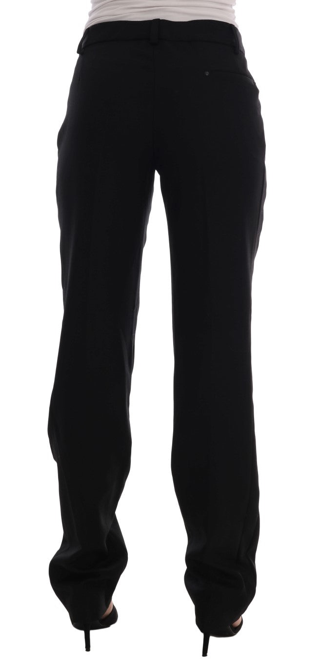 Ermanno Scervino Chic Black Velvet Straight Formal Pants