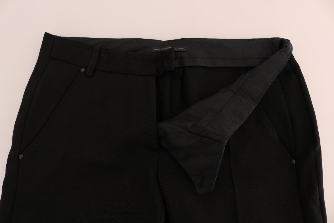 Ermanno Scervino Chic Black Velvet Straight Formal Pants