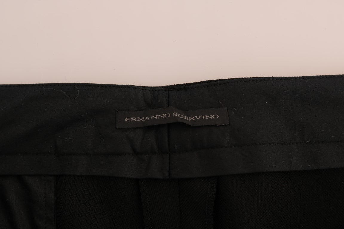 Ermanno Scervino Chic Black Velvet Straight Formal Pants