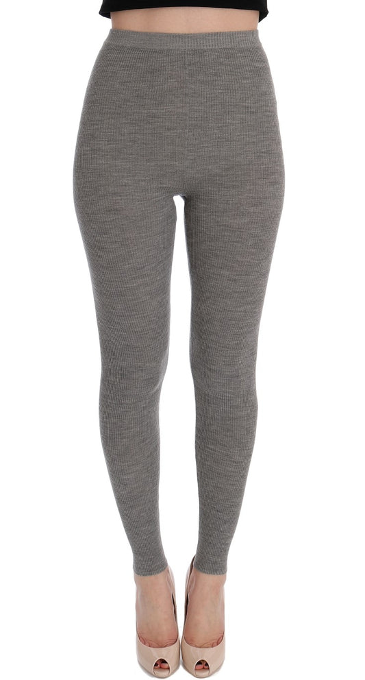 Dolce & Gabbana Elegant Light Gray Wool Tights Pants