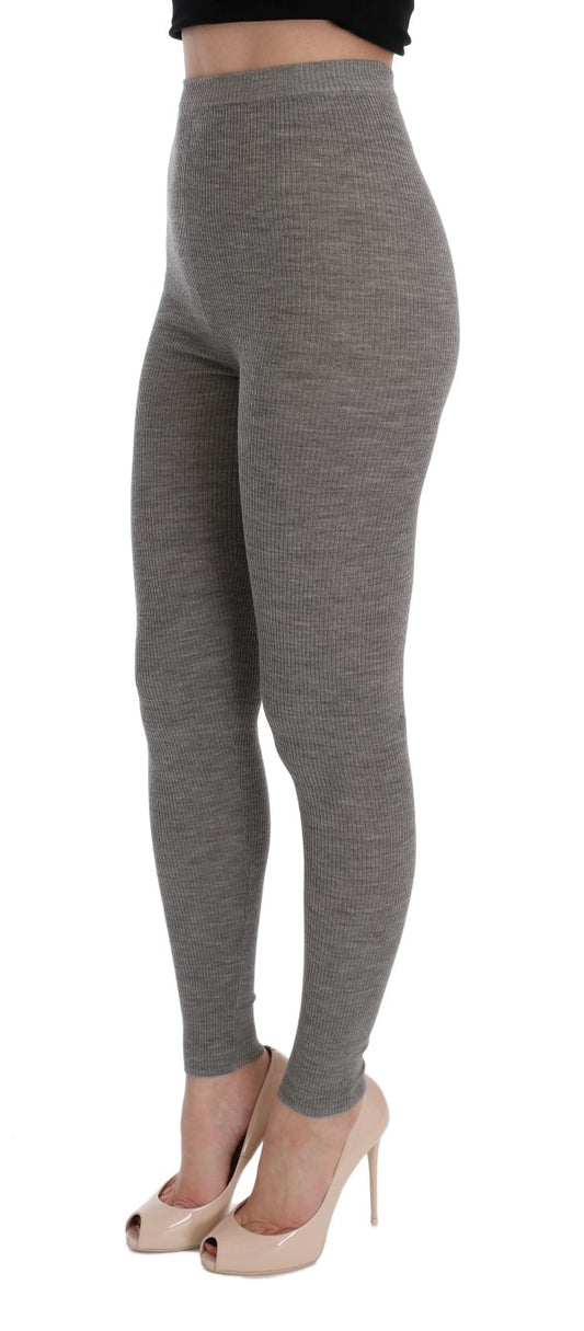 Dolce & Gabbana Elegant Light Gray Wool Tights Pants