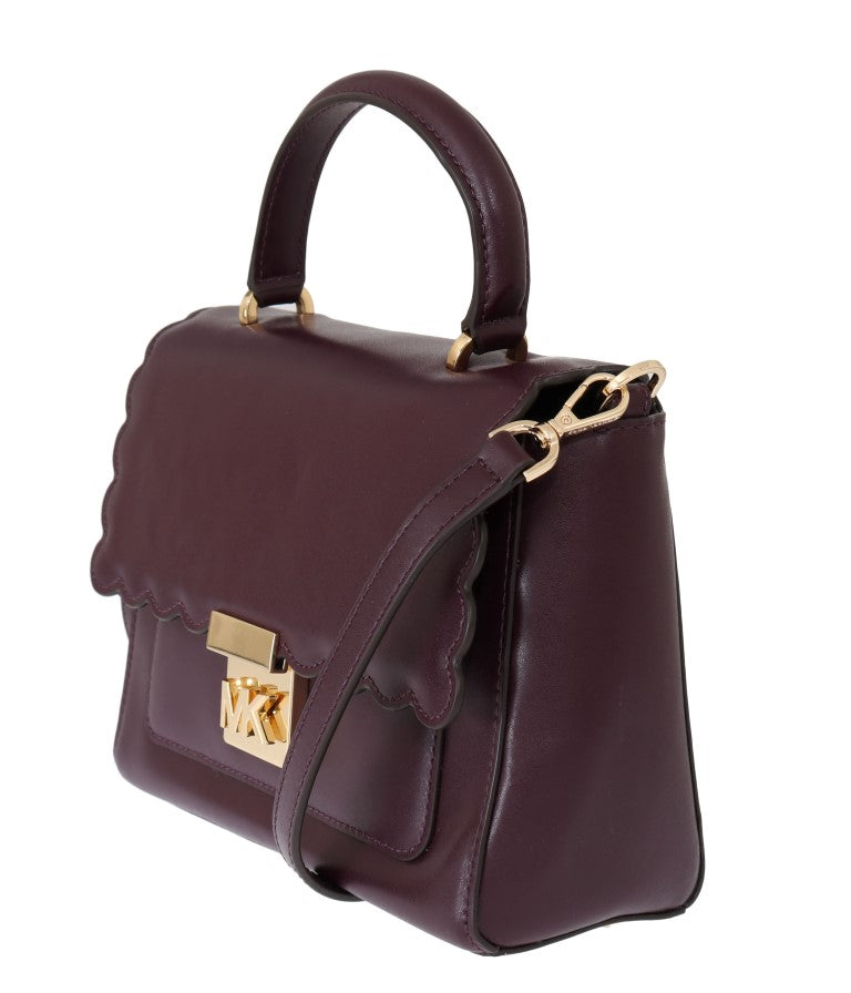 Michael Kors Elegant Purple Leather Mindy Shoulder Bag