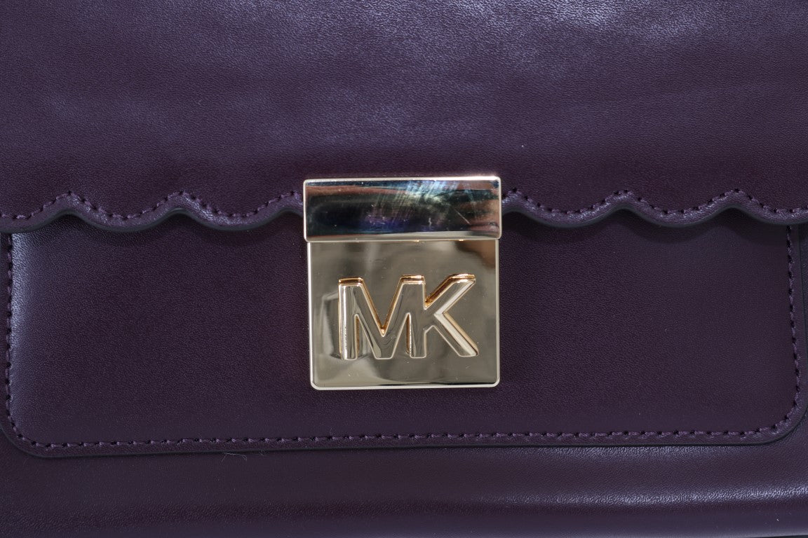 Michael Kors Elegant Purple Leather Mindy Shoulder Bag