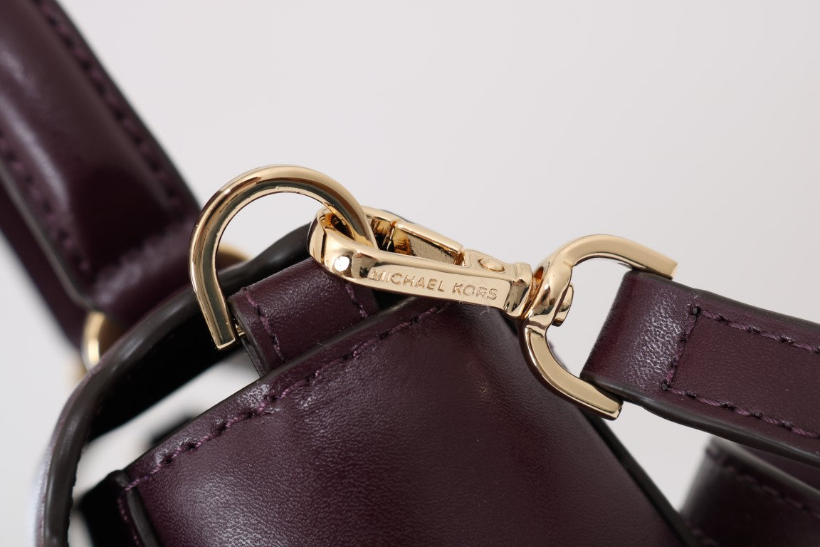 Michael Kors Elegant Purple Leather Mindy Shoulder Bag