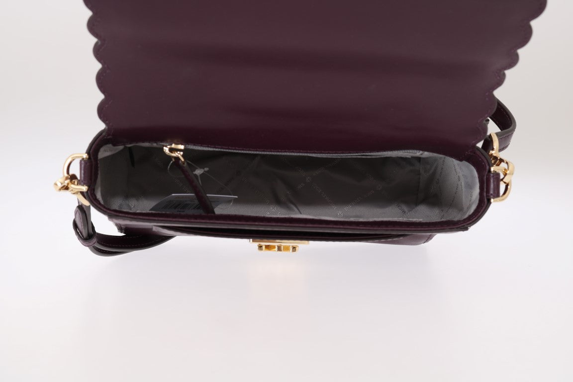 Michael Kors Elegant Purple Leather Mindy Shoulder Bag